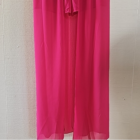 Women's Chiffon Romper-Dress Fuchia Size Large - Picture 4 of 7